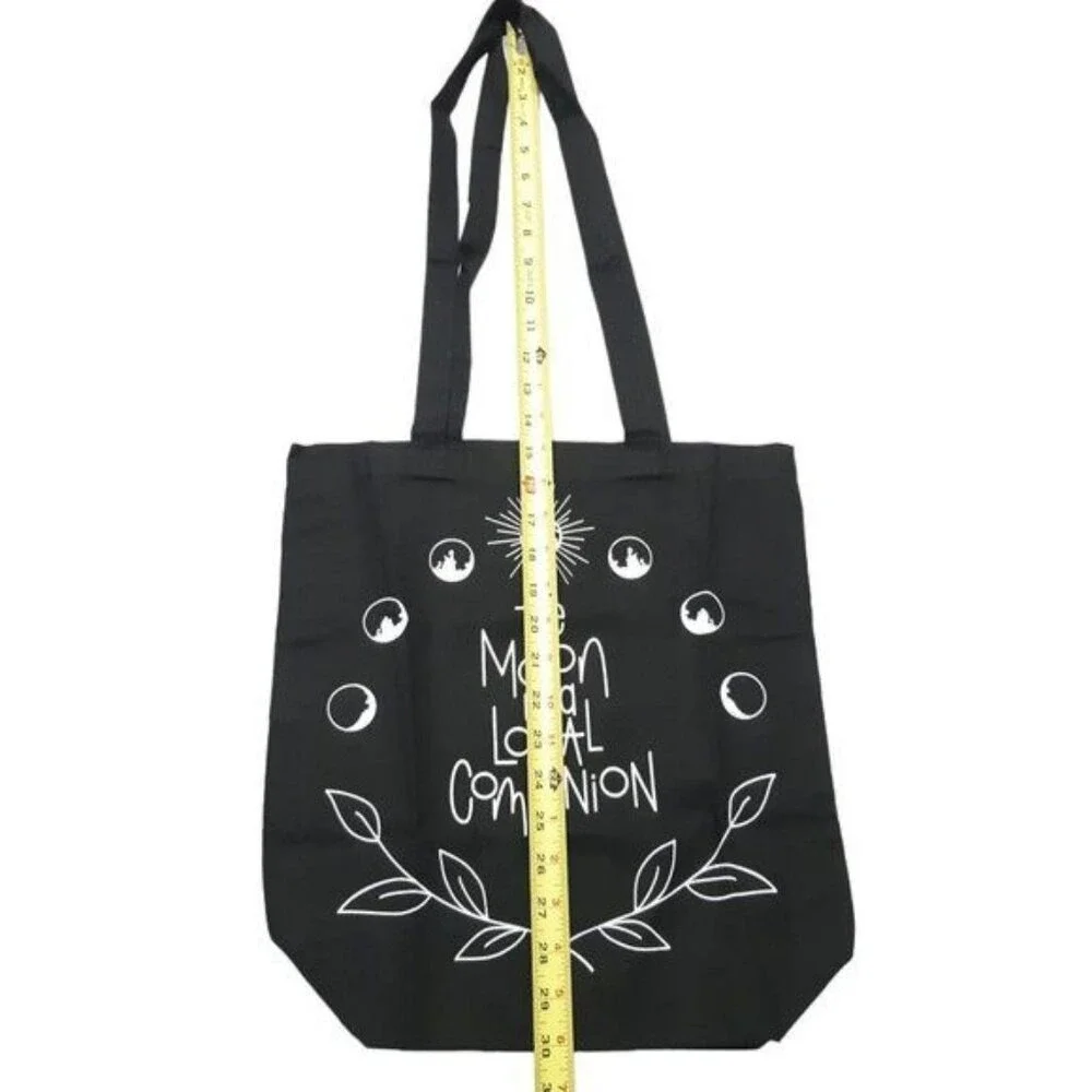 OwlCrate Moon Phases Tote Bag Womens Black Celestial Minimalist Cotton Shopper